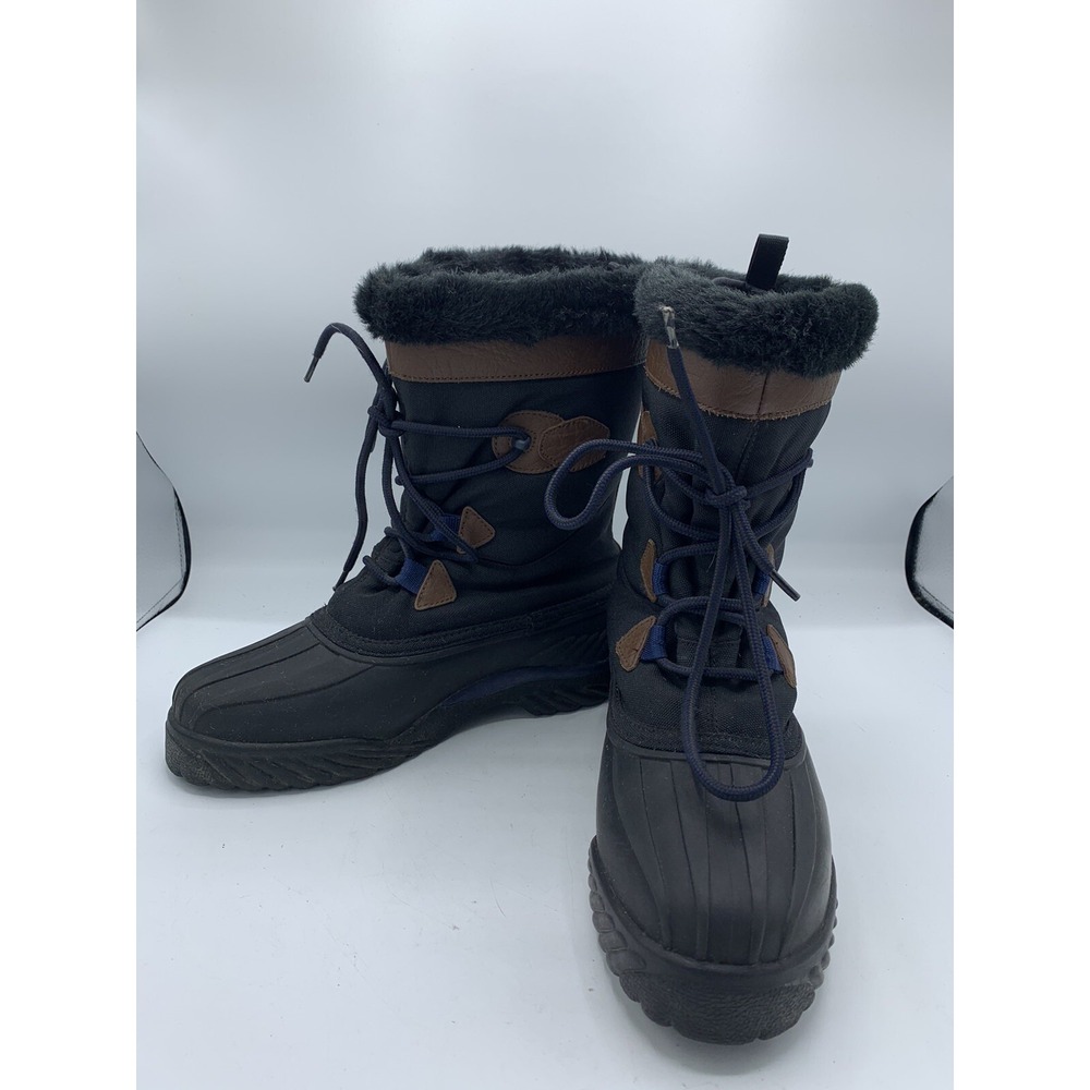 LaCrosse Brown‎ Black Canvas Insulated Snow Boots Size Women's 8M Fur Trim